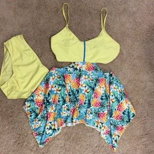 Plus Size Pineapple Handkerchief Tankini Set